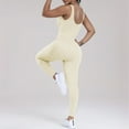thumbnail image 7 of LMOIPLI Women's Flare Workout Romper Yoga Casual Sexy Scrunch Butt Overalls Athletic Jumpsuits for Women Beige,S, 7 of 7