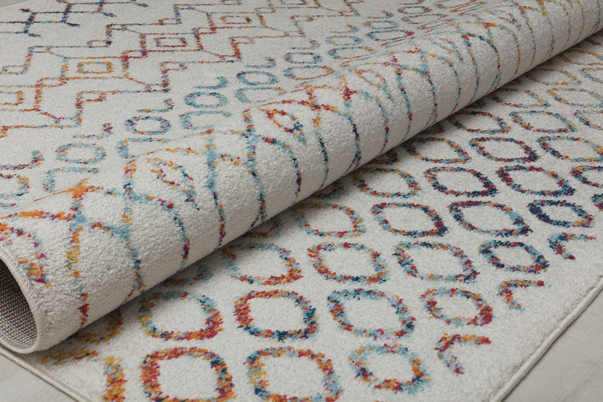 Mason Brooks Ryder KN40A Festive Brilliance Moroccan Tribal White Area Rug, 5'0" x 7'0"