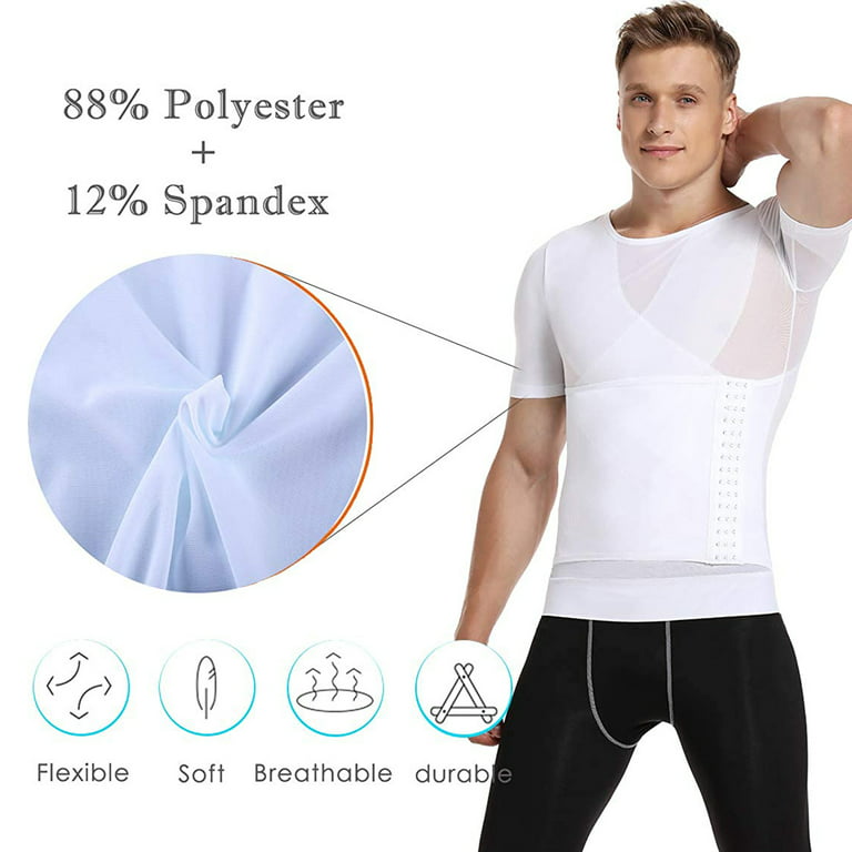 QRIC Men Body Shaper Slimming Vest Tight Tank Top Compression Shirt Tummy  Control Underwear Moobs Binder