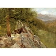 thumbnail image 2 of John Frederick Kensett 14x11 Black Ornate Wood Framed Double Matted Museum Art Print Titled: Western Landscape (1870), 2 of 5