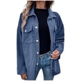thumbnail image 2 of RYDCOT Fall Jackets for Women 2023 Trendy Quilted Shirt Jackets Solid Shacket Casual Long Sleeve Button Down Coat Tops with Pockets Sale or Clearance, 2 of 8