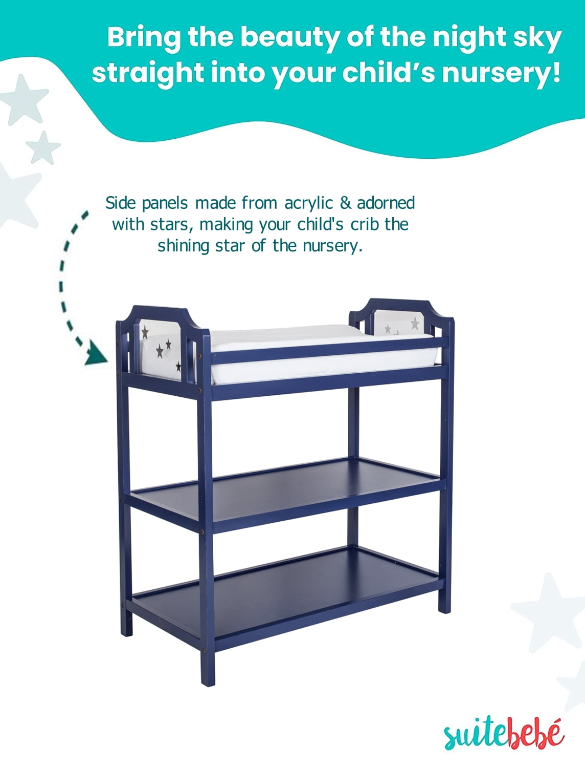 Suite Bebe Celeste Changing Table, Navy Blue Finish