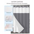 thumbnail image 4 of No Hook Shower Curtain with Snap-in Liner, Grey Pure Color Waterproof Fabric Bathroom Curtains, Aesthetics Contemporary Luxury Bath Curtains & Mesh Top Window Stall 48"x72", 4 of 9