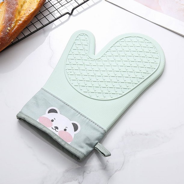 Guantes de silicona con aislamiento térmico para horno microondas de cocina, antiescaldaduras, de algodón grueso, resistentes a altas temperaturas, impermeables, para hornear en el hogar