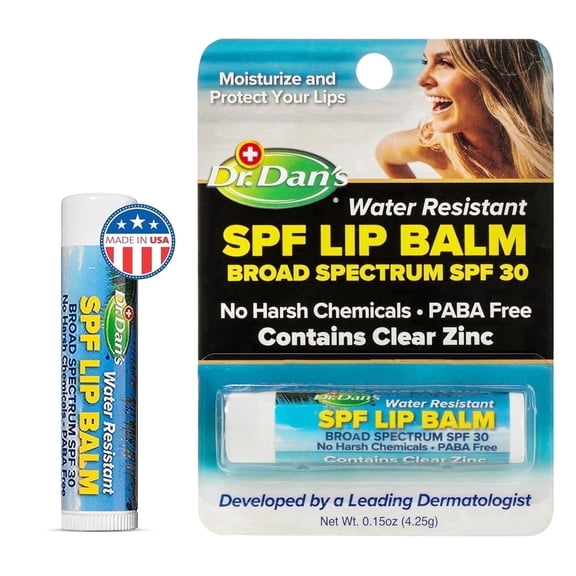 Dr. Dan's LLC SPF 30 Lip Balm, Moisturizing with Zinc Oxide & Titanium Dioxide, White, 1 Count
