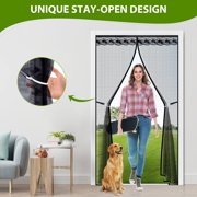 Qoosea Magnetic Screen Door with Heavy Duty Magnets, Self Sealing Mesh Screen Curtain with Hooks, Full Frame Hands Free Magnetic Door Screen Closure Fit Door Size 36 x 82 Inch