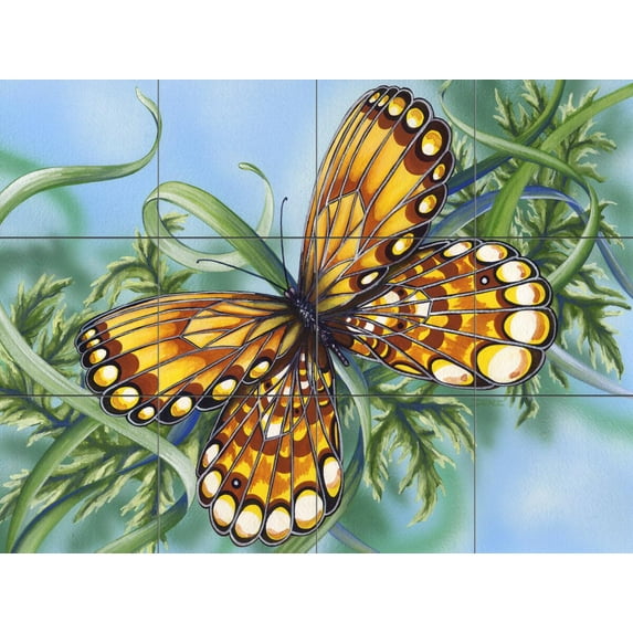 Tile Mural Kitchen Backsplash - Amber Wings-DF - by Denise Freeman