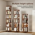 thumbnail image 4 of Noble House Saxon 54" 4-Tier Rotating Bookshelf Tower, Solid Rubberwood, 360° Bookcase on Locking Wheels, Walnut, 4 of 11