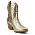 thumbnail image 4 of Soda Women Cowgirl Cowboy Western Stitched Ankle Boots Pointed Toe Short Booties High Top Blazing gold 7.5, 4 of 4
