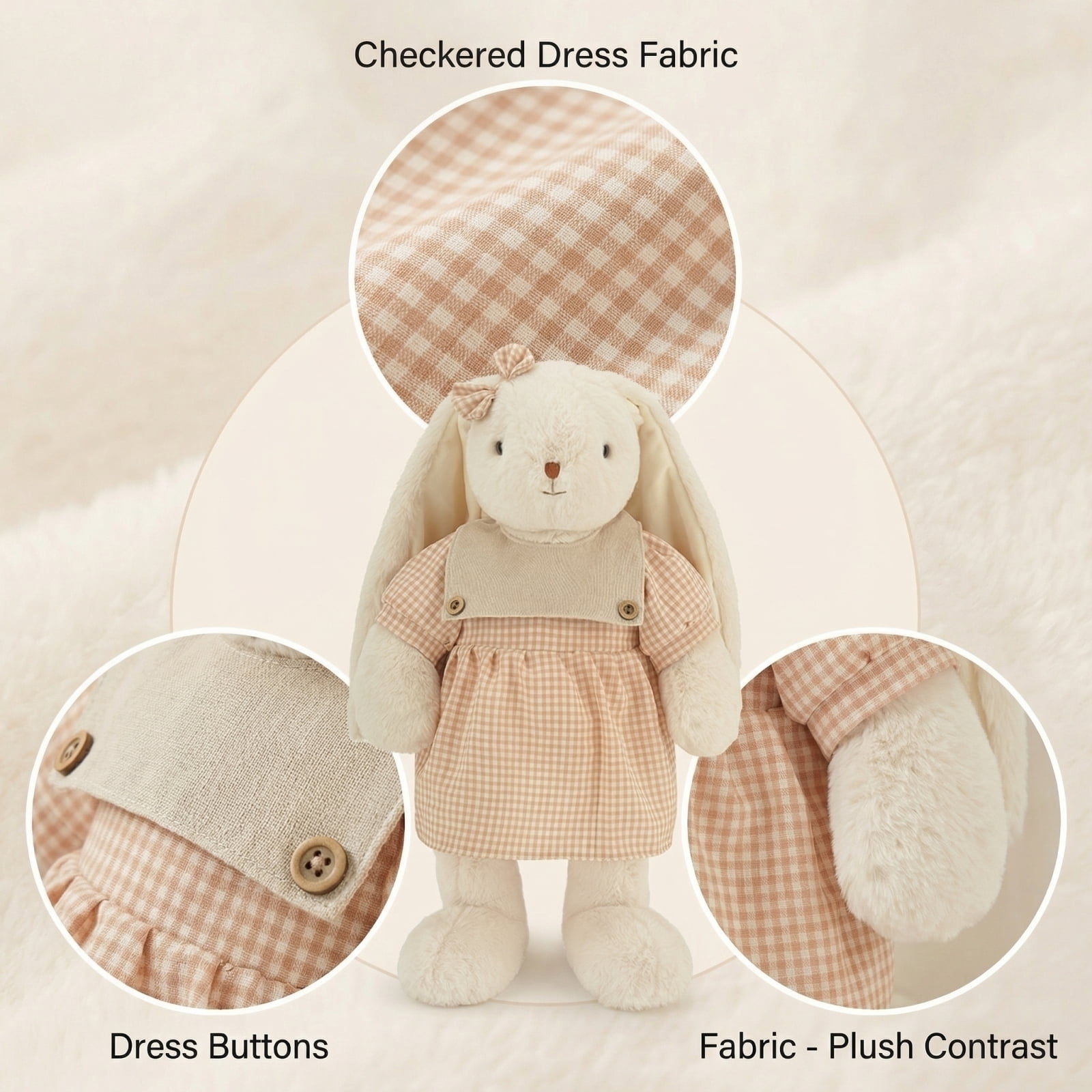 Bunny Plush Toy 19.69 Inch Large Soft Rabbit Doll Home Decor Gift Beige 19.69in