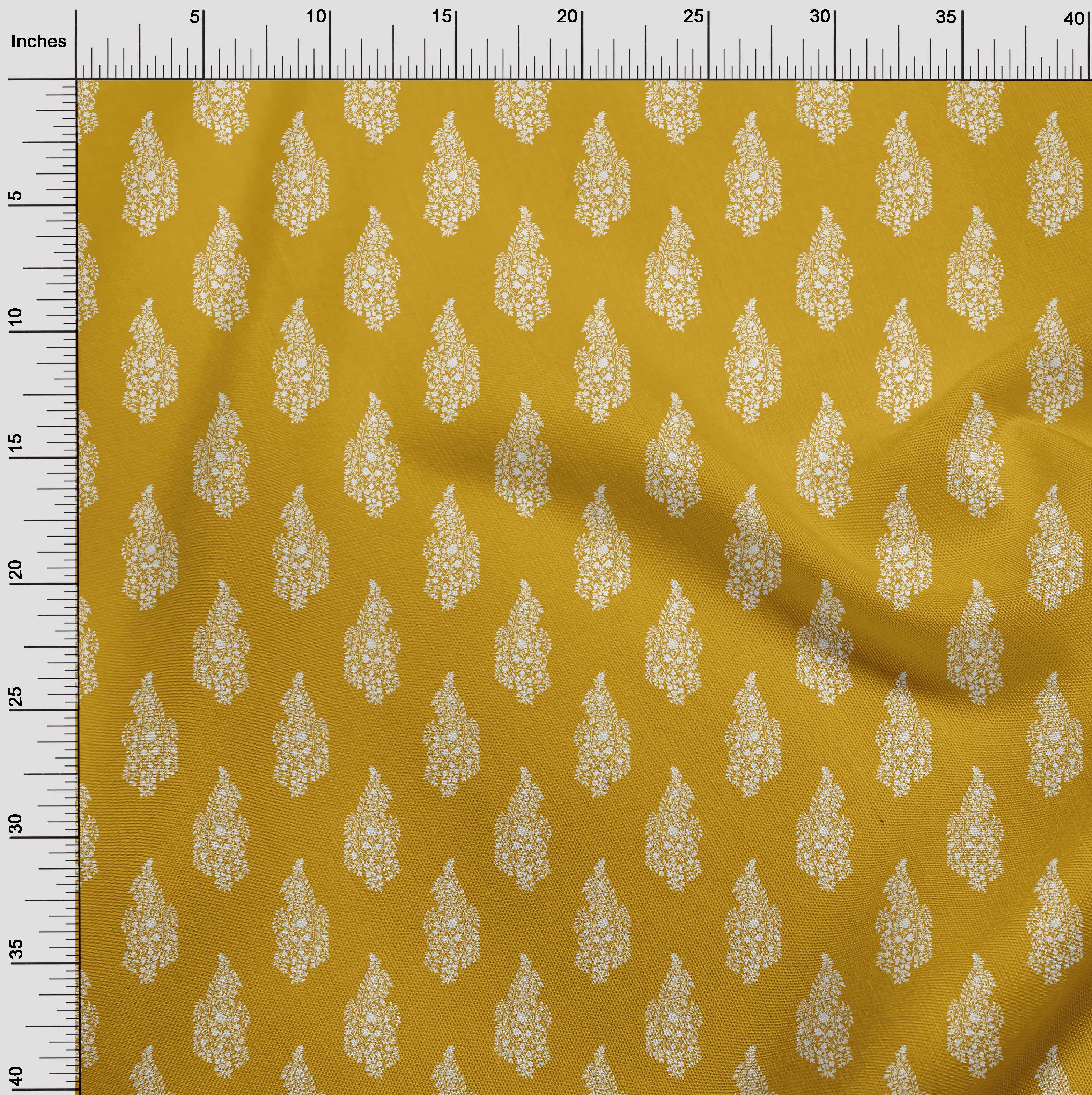 oneOone Viscose Chiffon Yellow Fabric Block Fabric For Sewing Printed ...