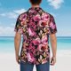 thumbnail image 4 of Balery Rose Flowers Camisas hawaianas de manga corta para hombre, camisas playeras de corte holgado, camisas de vacaciones con botones,X-Large, 4 of 7
