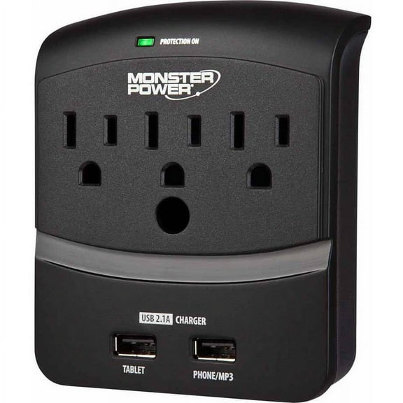 Monster Core Power 3-Outlet Wall Tap with USB Charging