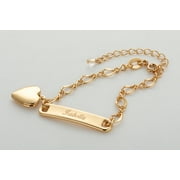 Personalized Planet Gold-Tone Girls' Heart Charm Name Bracelet, 6+2 Ext ,Women's