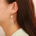 thumbnail image 2 of Tilga Vintage Teardrop Dangle Champagne Rhinestones Earrings for Women Wedding Bridal Long Stud Earrings for Women (Champagne), 2 of 6