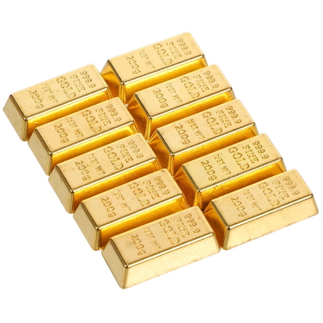 10pcs Doll House Gold Bars Model Mini Golden Brick Miniature Layout Gold Bars Size L Hollow