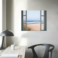 thumbnail image 3 of Shiartex Window Beach Picture Wall Art Window Frame Style Canvas Art Painting Poster Ocean Coastal Landscape Wall Decor Bathroom Living Room Relax Chic Home Decor 20x16 in/16x12 in, 3 of 4