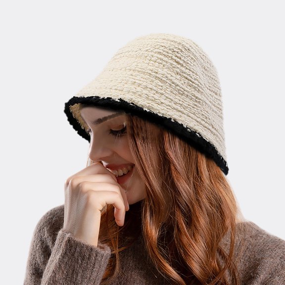 Dyfzdhu Women Winter Hats Warm Fisherman Fashionable Bucket Hats Beige