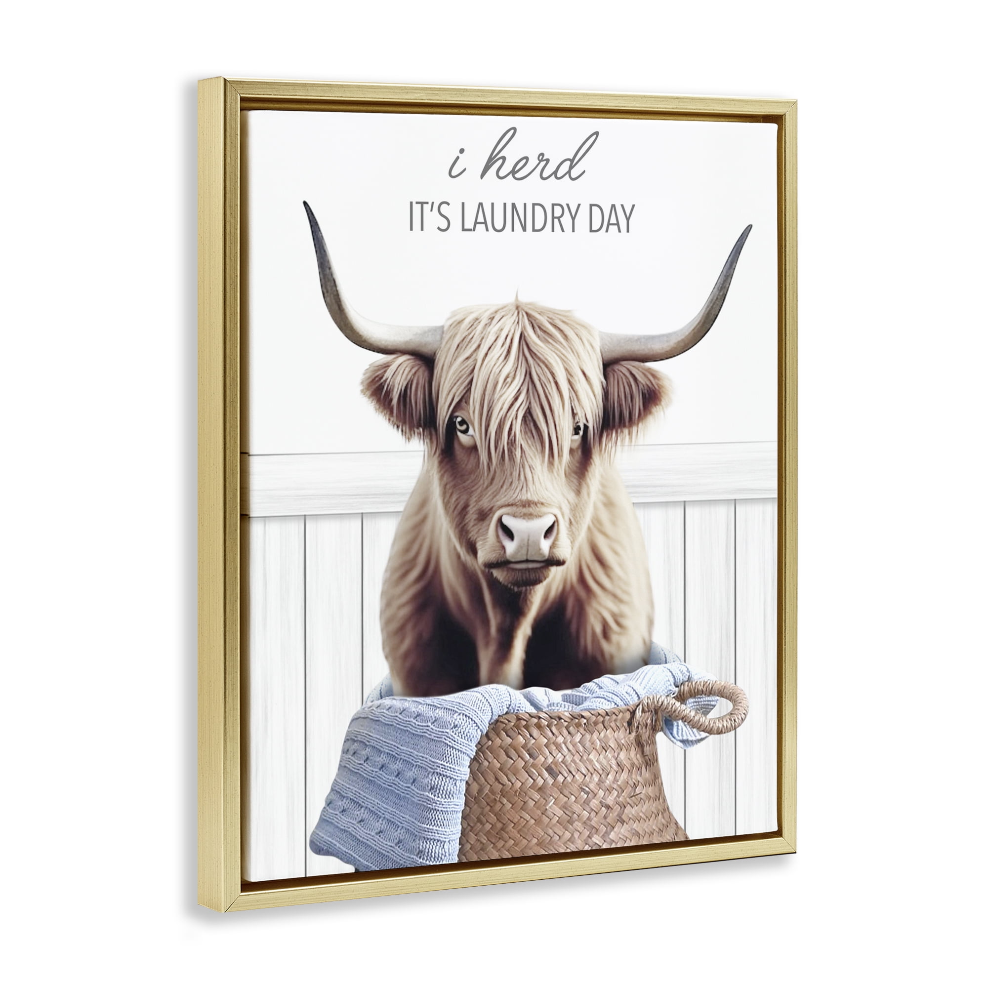 Herd It's Laundry Day Gold Framed Floater Canvas Wall Art, design by Marcus Prime