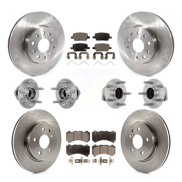 Transit Auto Front Rear Hub Bearings Assembly Disc Brake Rotors and Ceramic Pads Kit (10Pc) for Car Chevrolet Camaro LT LS - Left Right Side (Driver Passenger) KBB-132640