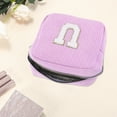 thumbnail image 3 of Unique Bargains 1 Pc Letter U Pattern Makeup Bag for Travel Pink Purple Corduroy, 3 of 6