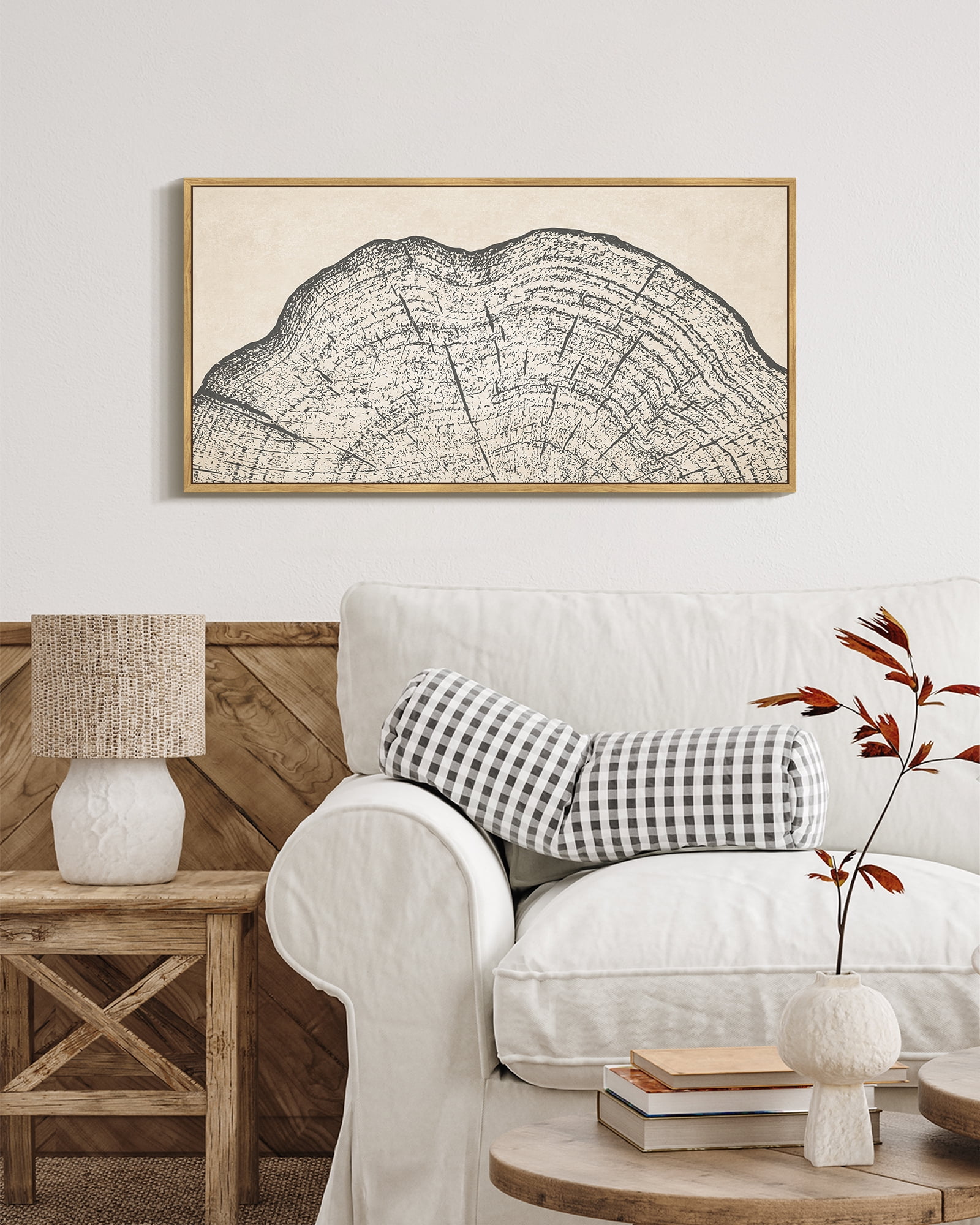 SHENIFY Farmhouse Vintage Wall Art Set Gray Wood Tree Ring Spirals Nature Abstract Drawings Rustic Modern Art Decor for Farmhouse Office Hanging Decoration 8x16in Natural Framed
