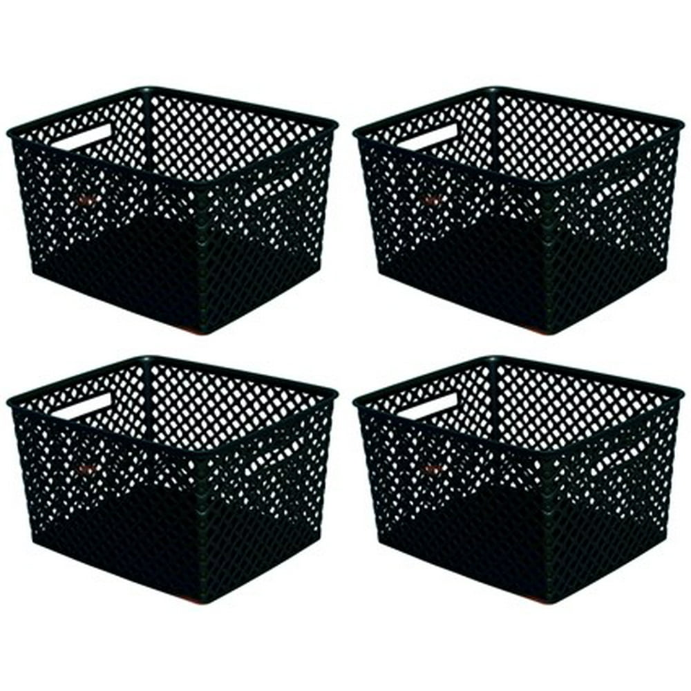 Mainstays Large Decorative Plastic Mesh Basket, 4 Pack, Black Walmart