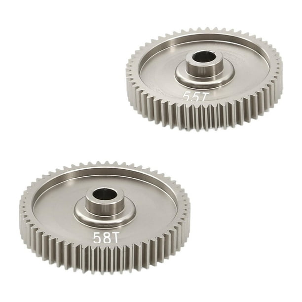 Equipo para coches RC,Engranaje recto RC 55T 58T para automóvil 1/10 Aleación de aluminio,Piezas de engranajes del motor del engranaje principal del coche RC,Repuestos para vehículos RC