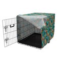 thumbnail image 3 of Tropical Dog Crate Cover, Flowers Abstract Motifs Monstera in Colorful Arrangement Print, Easy to Use Pet Kennel Cover for Medium Large Dogs, 35" x 23" x 27", Teal Marigold, by Ambesonne, 3 of 6