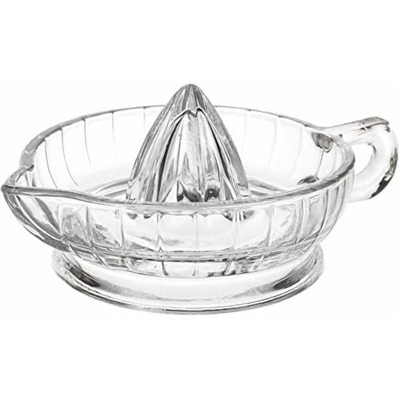 Citrus Juicer with Handle and Pour Spout, Glass Manual Juicer for Small Lemon and Small Orange
