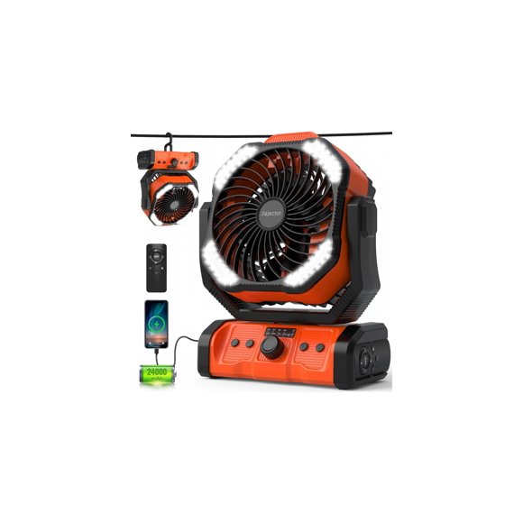 Expulsor de ventilador de camping portátil recargable de 24000 mAh con LED