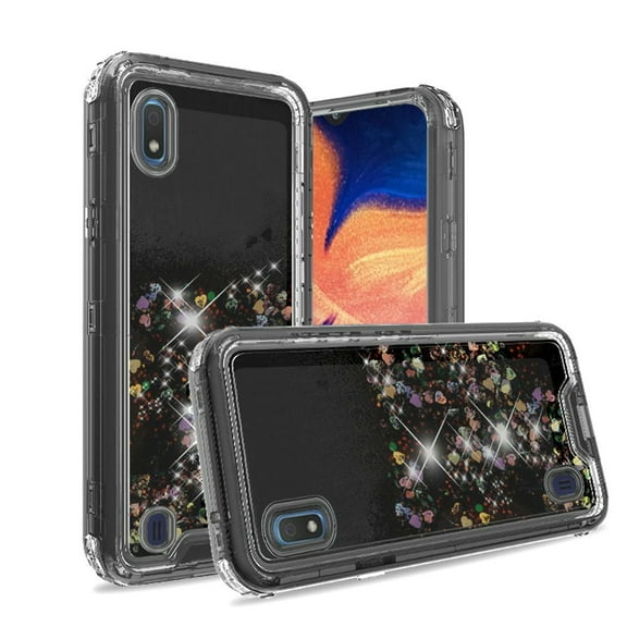 GSA Liquid Glitter Snap On Hybrid Case For Samsung Galaxy A10e - Black