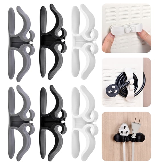 Fixing Clip,6PC Silicone Cord Organizer - Strong Removable Adhesive Cable Holder for Kitchen Countertops, Wraps & Secures Appliance Cords, Invisible Wire Management for Blender, Coffee Maker, Desk