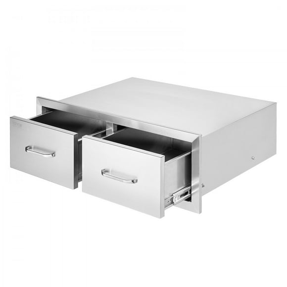 Stainless Steel Outdoor Kitchen Drawers 30\ W x 10\ H x 20\ D Double Drawer with Handle for Outdoor Kitchen or Patio BBQ Station