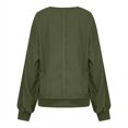 thumbnail image 6 of hxobax Womens Corduroy Long Sleeve V Neck Pullover Tops Fall Trendy Rib Long Lanterns Sleeve Jumpers, 6 of 7