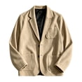 thumbnail image 5 of Men Wool Blazer Notched Lapel Single Breasted 2 Button Closure Coat Long Sleeve Business Casual Fall Winter Jacket with Pockets, 5 of 6