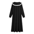 thumbnail image 6 of Aobny Women Moo Moo Nightgown Babydoll Lace Trim Nightshirts Collared Black Long Sleeve Long Sleepwear,M, 6 of 6