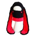 thumbnail image 2 of Gorro de punto con 1 agujero para mujer y niña, mascarilla 3D con orejas de conejo divertidas, gorro con bufanda, gorro cálido de invierno, calavera de punto, 2 of 5