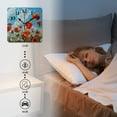 thumbnail image 4 of Square Wall Clock,Field Of Vibrant Red Poppies And Daisies,Silent Non-Ticking Wall Clock Decor for Home Office Kitchen Living Room Bedroom(12inch), 4 of 4