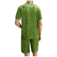 thumbnail image 3 of Elainilye Fashion Men's Pajama Sets Leopard Print Imitation Silk Pajama Set Thin Short Sleeve Shorts Home Wear,Green, 3 of 6