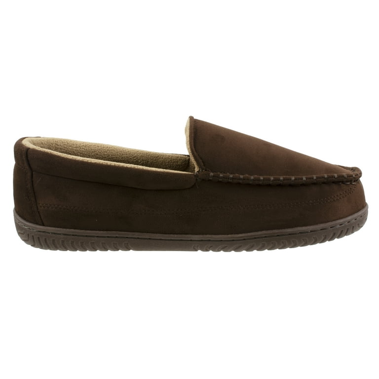 IZOD Men s Slipper with Memory Foam Classic Soft Microsuede Moccasin Solid Brown Men s Size 13 14