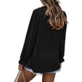thumbnail image 3 of Hanerdun Women Button Down Blouses Top Female Long Sleeve V Neck Casual Shirt Black M, 3 of 5