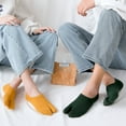 thumbnail image 4 of harmtty 1 Pair Men Women No Show Split Toe Non-slip Elastic Low Cut Socks,Dark Gray, 4 of 7