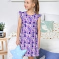thumbnail image 4 of Fotbe Violet Vestido de Dormir para Niñas de 3 a 10 Años, Mangas Cortas, Estilo Princesa, Pijama Camisón con Mangas Voladas-XX-Large, 4 of 6