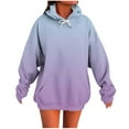 thumbnail image 2 of VOONCAS Women's Plus Size 2XL Purple Hoodie - Gradient Ombre, Oversized Stretchy Soft, Kangaroo Pocket, Drawstring, Trendy Casual, 2 of 5