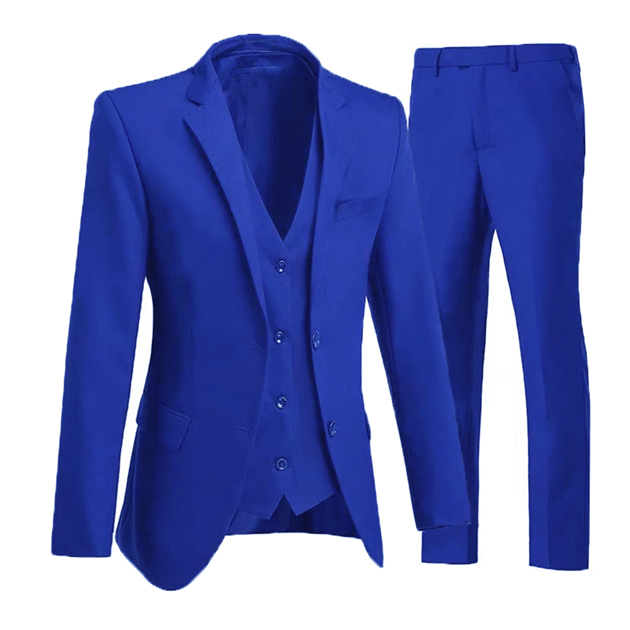 Wehilion Mens Royal Suit 3 Piece Slim Fit Tuxedo Jacket Vest Pants L ...