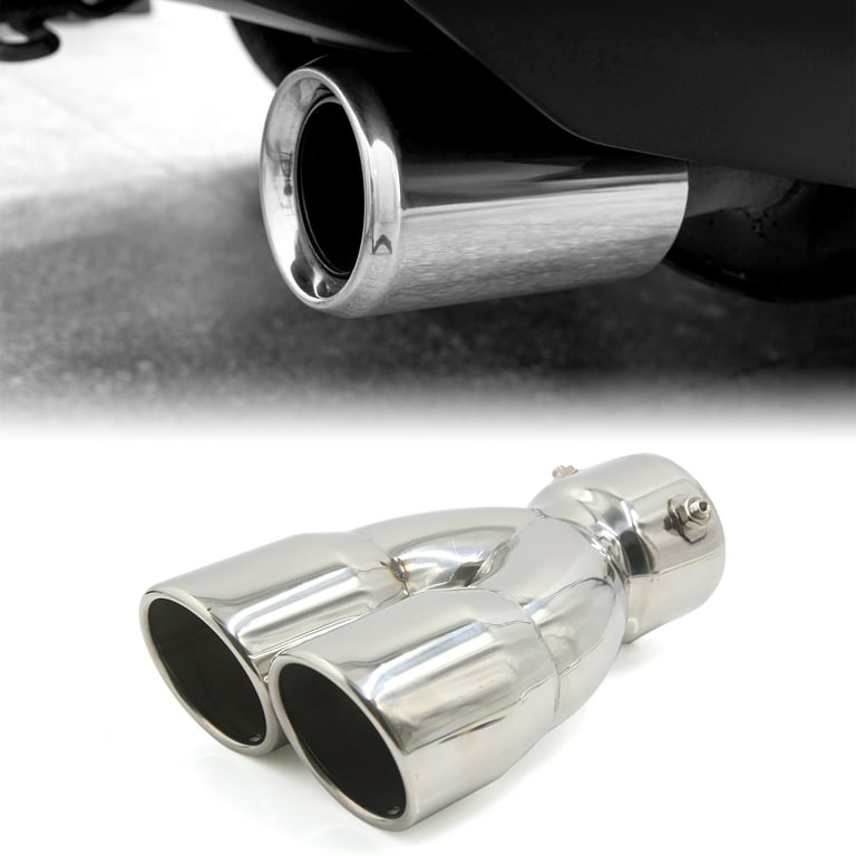 Unique Bargains 75mm Inlet Dual Twin Tip Racing Car Exhaust Pipe Y Shaped  Muffler Tailpipe