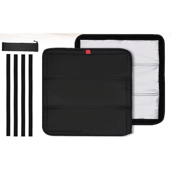 Magnetic RV Skylight Shade 16"x16", Double-Side Foldable RV Vent Blackout Shade, Reflective RV Skylight Shade Cover for Inside Camper, with Storage Bag, black Sliver