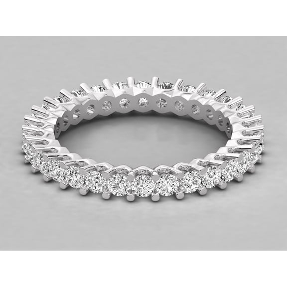 solitaire jewels 1.75CT Shared Prong Round Moissanite Full Eternity Wedding Band For Women, 14K White Gold Plating Over Silver, D Color VVS Clarity
