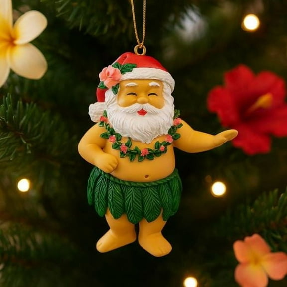 Island Heritage Hand Painted Ornament Hula Santa